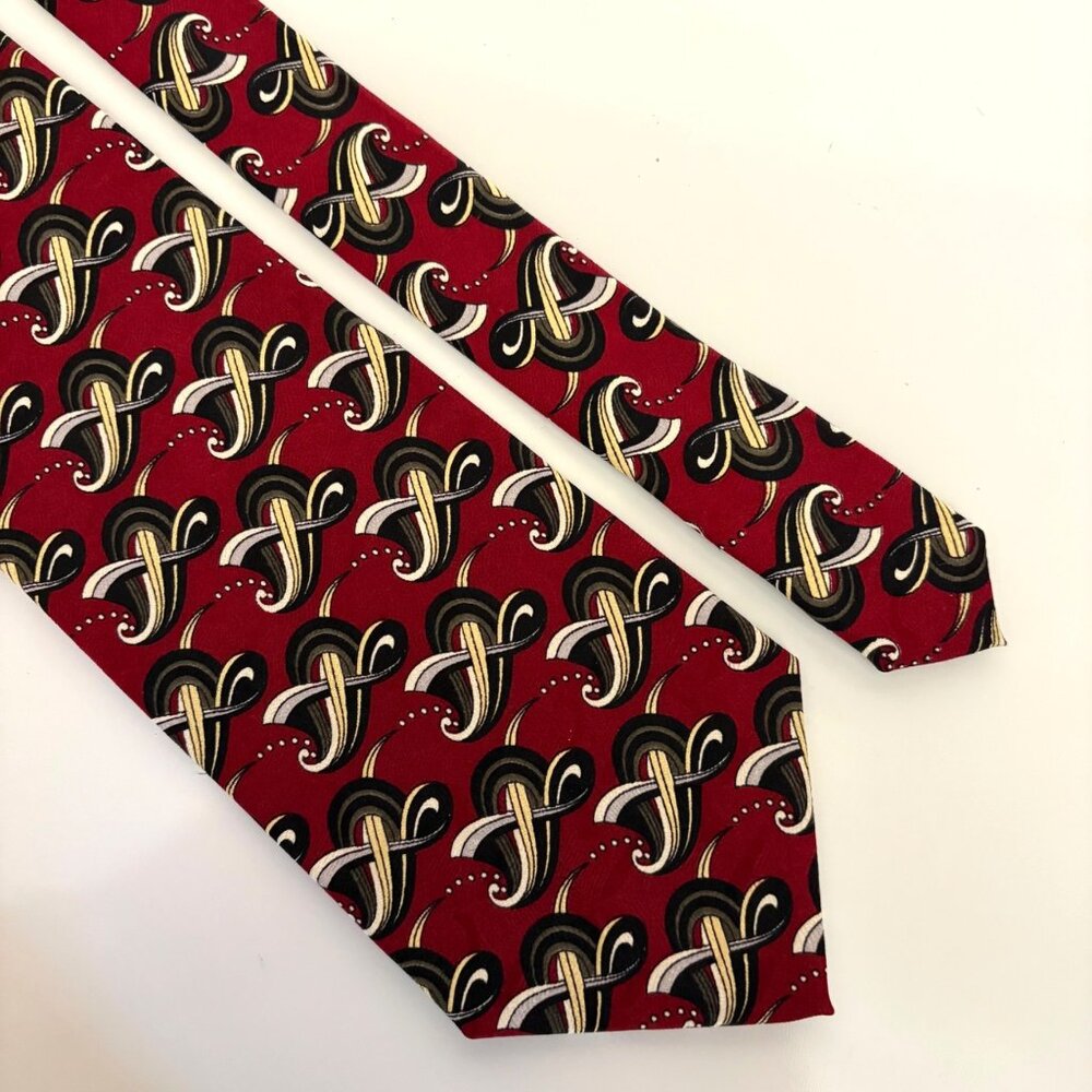 Matrix Red Abstract Silk Tie Mens Necktie Classic Vintage Luxury Look Retro